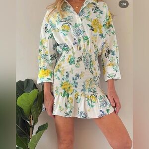 Zara floral smocked dress